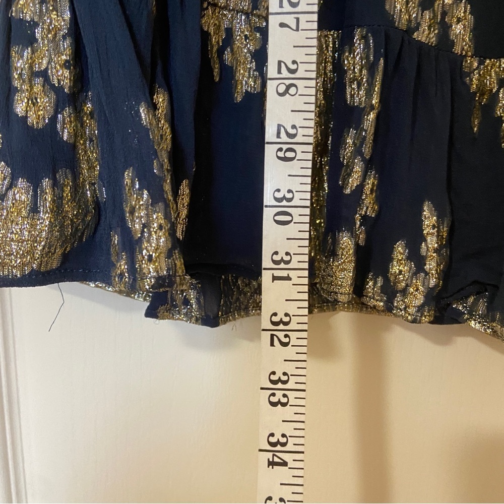 Zara Navy and Gold Embroidered Dress - Picture 7 of 11